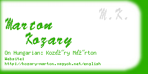 marton kozary business card